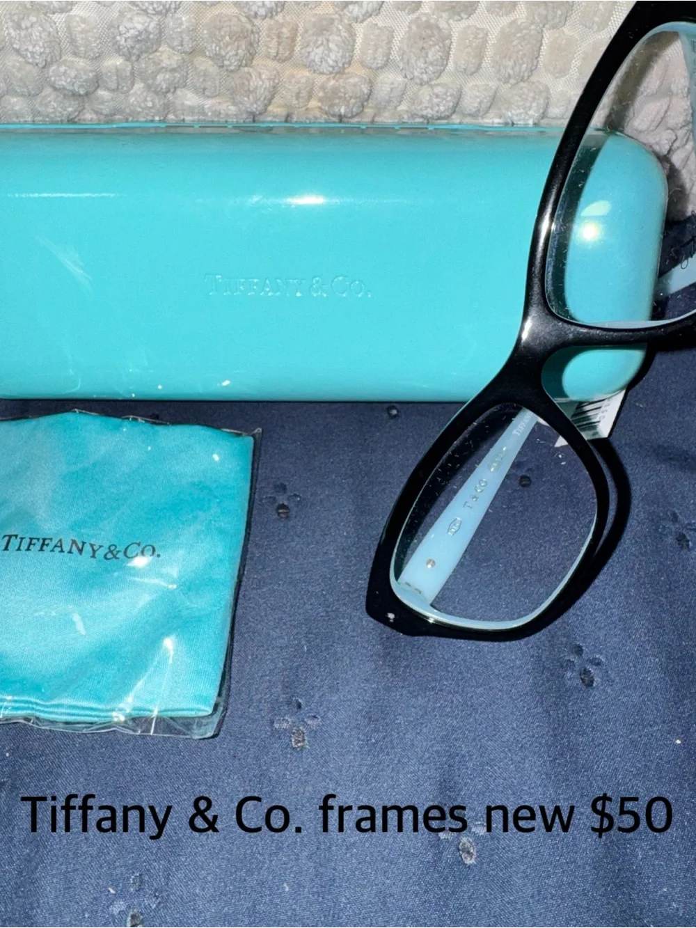 Tiffany & Co. Black Frames with Tiffany Blue Accents and Case